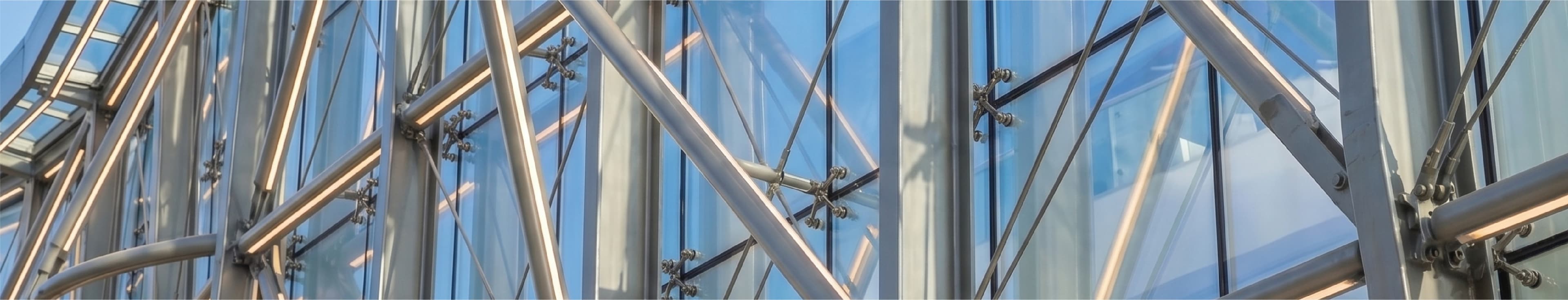 Glass curtain wall framing in hollow section